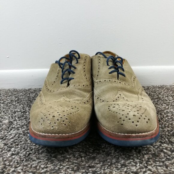 Peter Millar Dress Shoes Suede Leather Brogue Oxford Wingtip Beige Tan Mens 11M - Picture 3 of 10